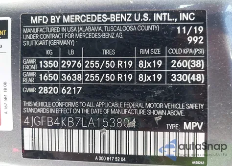 2020 Mercedes-Benz Gle 350 4Matic from USA, damaged, VIN 4JGFB4KB7LA153804